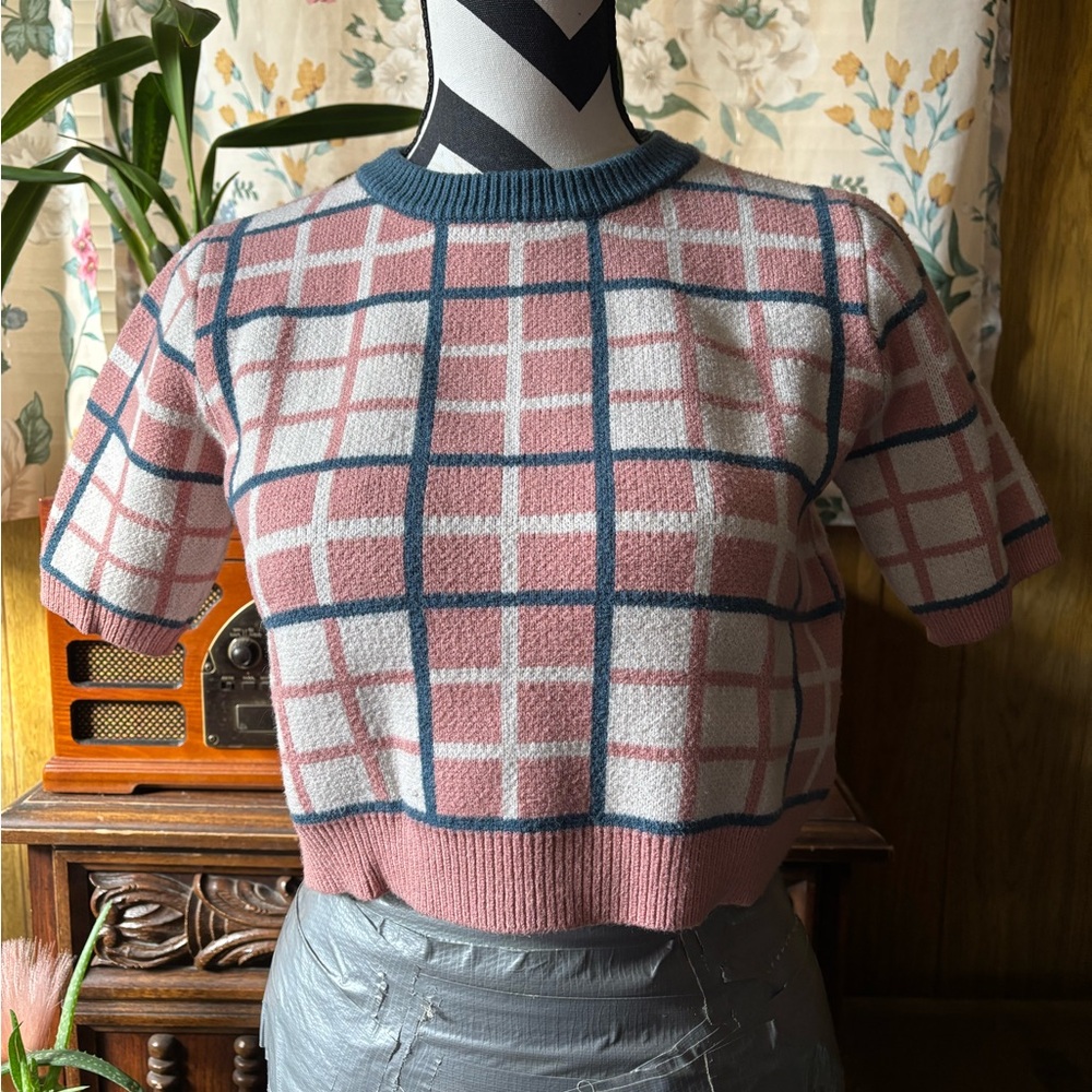 Listicle Blue and Pink Knit Sweater